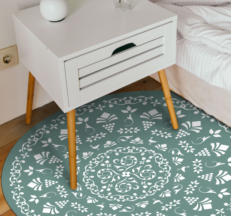 Bloemenpatroonmotief vinyl tapijt mandala - TenStickers