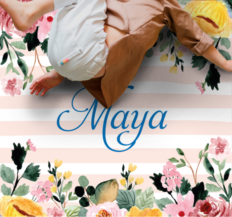 Bloemenpersonalisatie vinyl tapijt slaapkamer - TenStickers