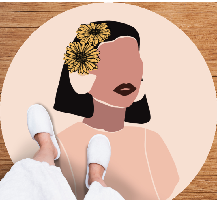 Bloemenportret vinyl tapijt bloemen en planten - TenStickers