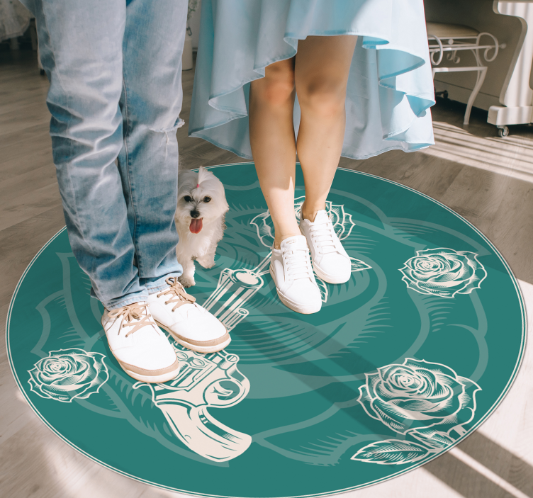 Bloemenrevolver vinyl tapijt bloemen en planten - TenStickers