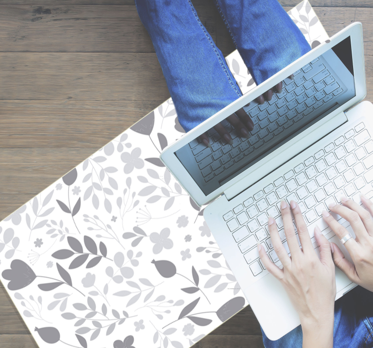 Bloemensilhouet vinyl tapijt bloemen en planten - TenStickers