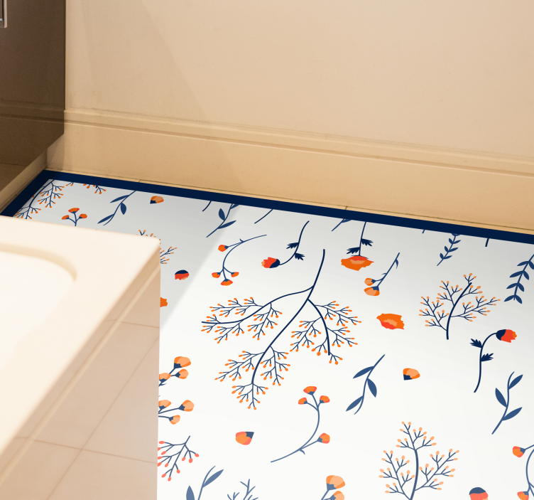 Bloementakkenpatroon vinyl tapijt bloemen en planten - TenStickers