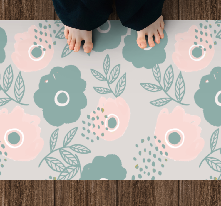 Bloemig bladelement vinyl tapijt bloemen en planten - TenStickers