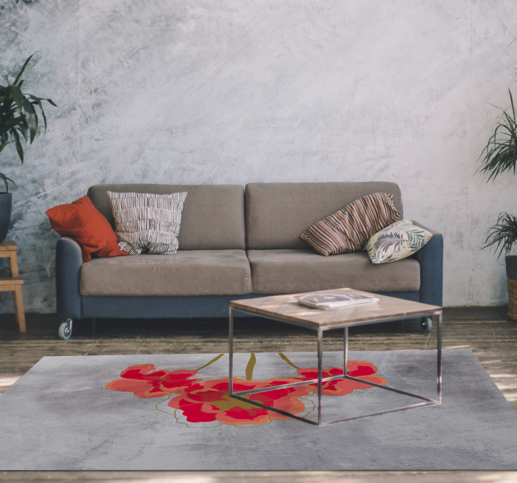 Bloemig bloesemtrio vinyl tapijt bloemen en planten - TenStickers