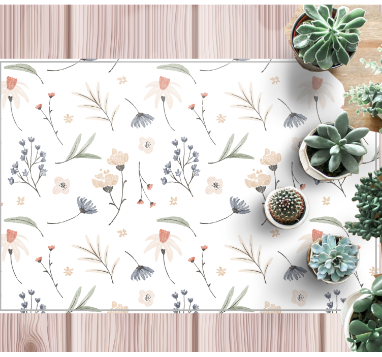 Bloemig botanisch element vinyl tapijt woonkamer - TenStickers