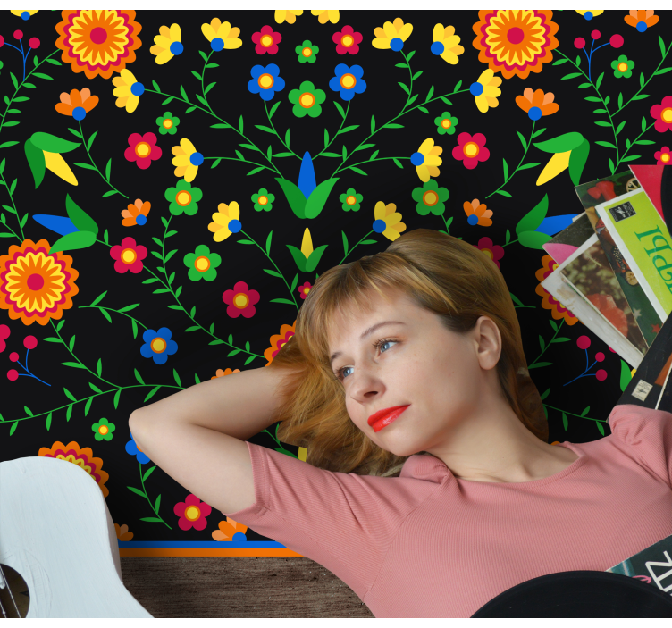 Kleuren levendig motief vinyl tapijt bloemen en planten - TenStickers