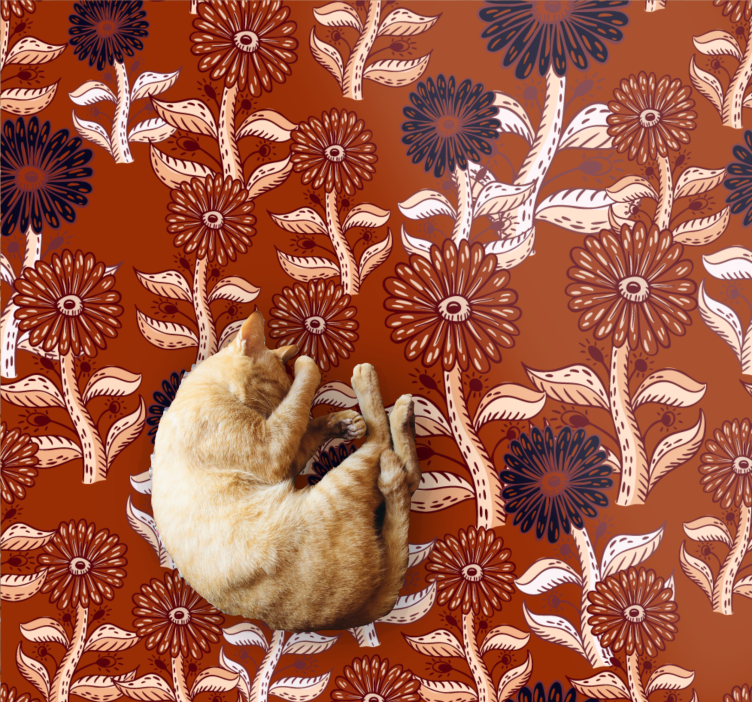 Bloemmotief harmonie vinyl tapijt bloemen en planten - TenStickers