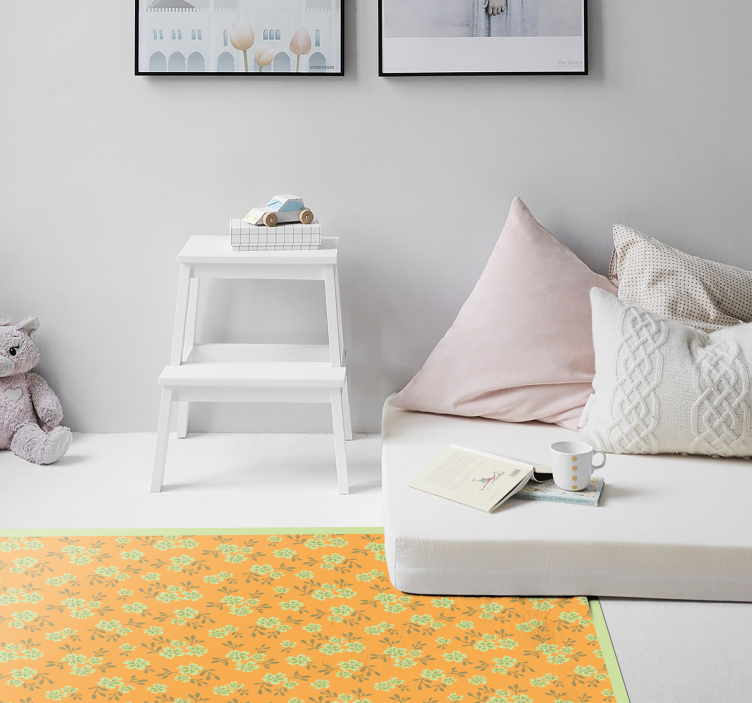 Bloemmotief oppervlak vinyl tapijt bloemen en planten - TenStickers