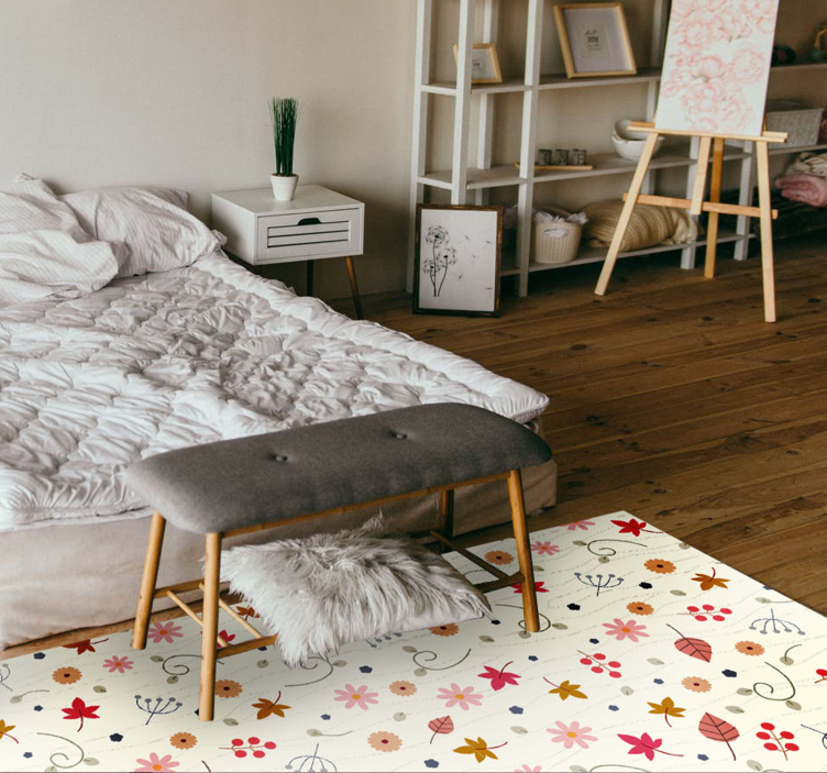 Bloemmotiefaccent vinyl tapijt bloemen en planten - TenStickers