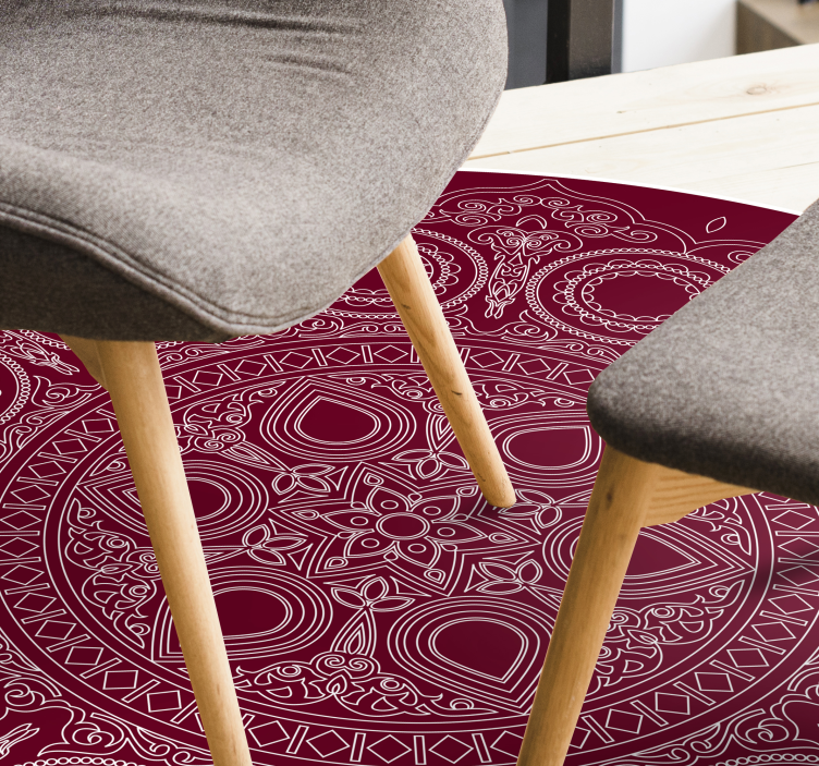 Bordeauxrood motief vinyl tapijt mandala - TenStickers