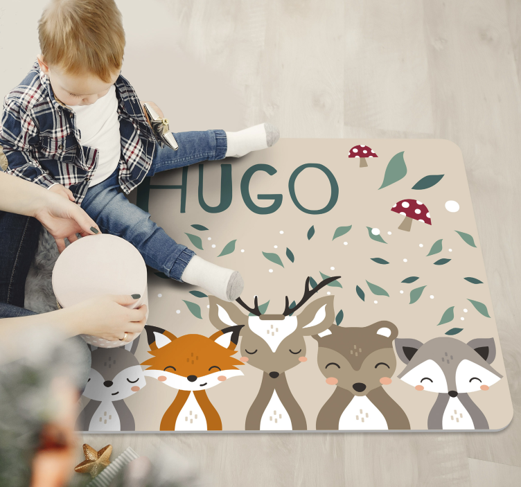 Bosvrienden vinyl tapijt met naam - TenStickers