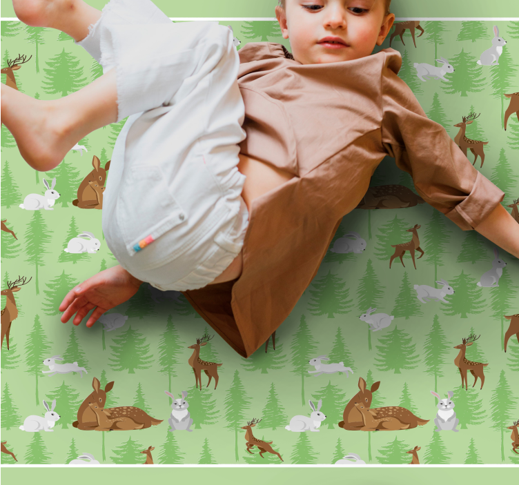 Groene boswezens dieren vinyl tapijt - TenStickers