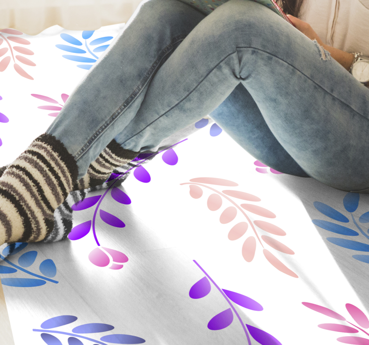 Botanisch bladelement vinyl tapijt bloemen en planten - TenStickers