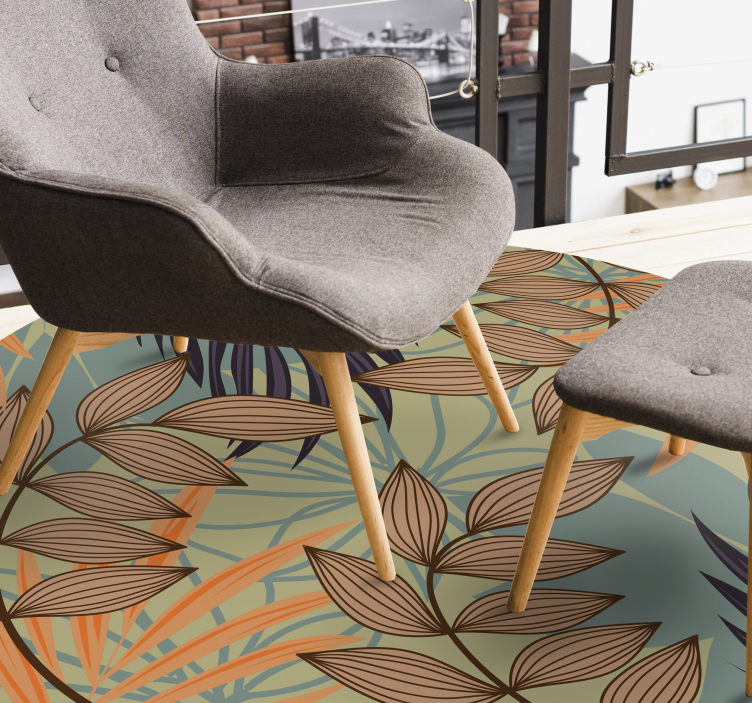 Botanisch bladpatroon vinyl tapijt bloemen en planten - TenStickers