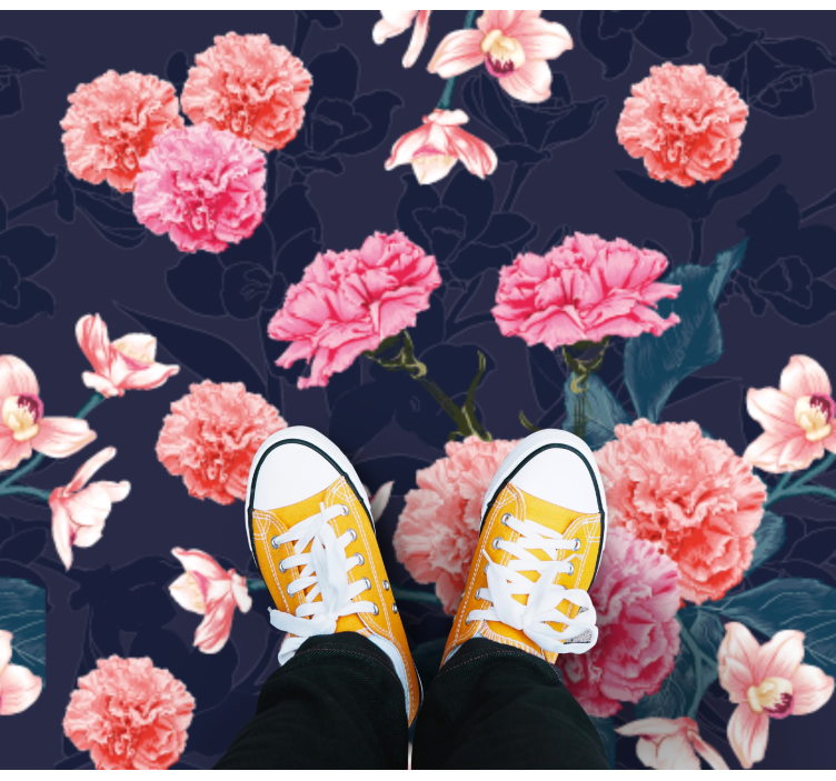 Botanisch droommotief vinyl tapijt bloemen en planten - TenStickers