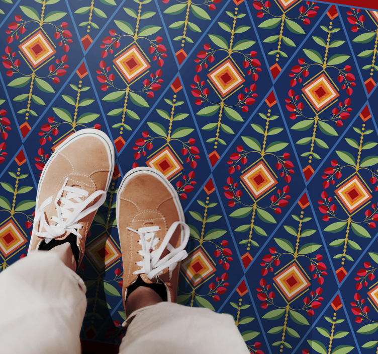 Vinyl tapijt geometrisch botanisch motief - TenStickers