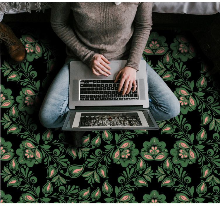 Botanisch groenmotief vinyl tapijt bloemen en planten - TenStickers