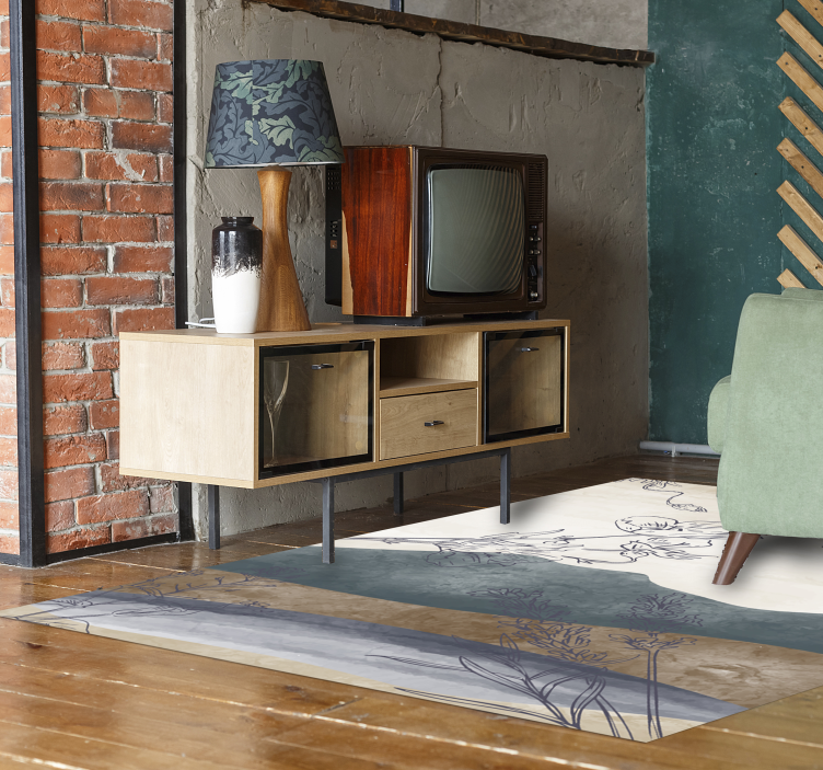 Botanisch silhouet vinyl tapijt bloemen en planten - TenStickers