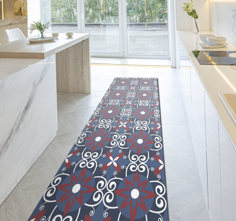 Botanisch spiraalelement vinyl tapijt tegels - TenStickers