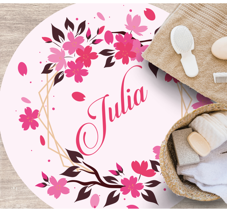 Botanische kroon met naam vinyl tapijt slaapkamer - TenStickers