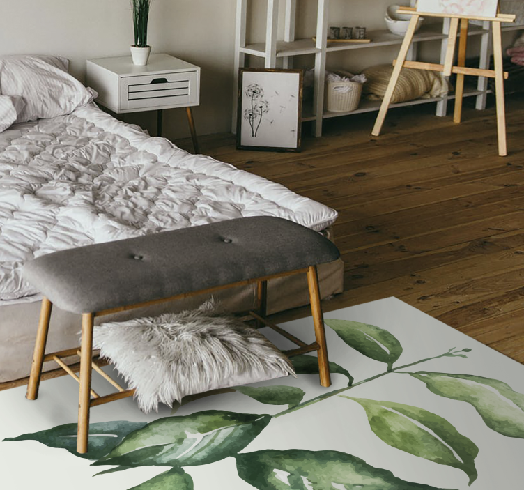 Botanische bladillustratie vinyl tapijt bloemen en planten - TenStickers