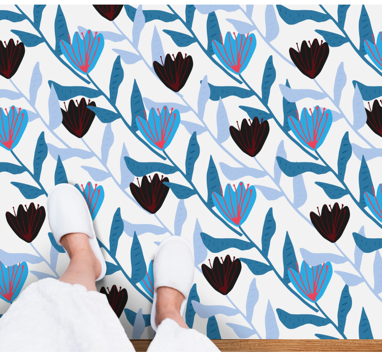 Botanische bladschikking vinyl tapijt bloemen en planten - TenStickers