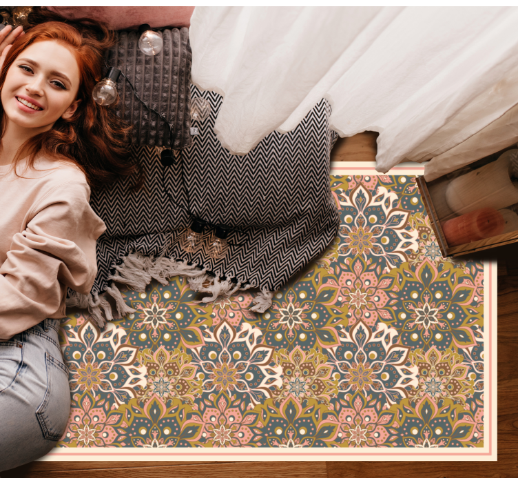 Botanische embleem verfijning vinyl tapijt mandala - TenStickers