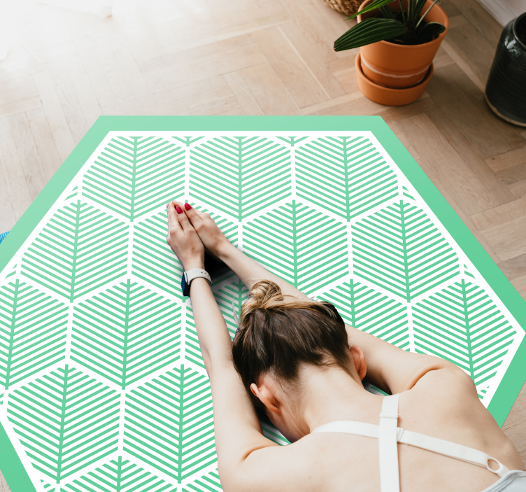 Botanische geometrie vinyl tapijt bloemen en planten - TenStickers