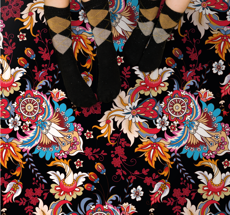 Botanische inspiratie vinyl tapijt mandala - TenStickers