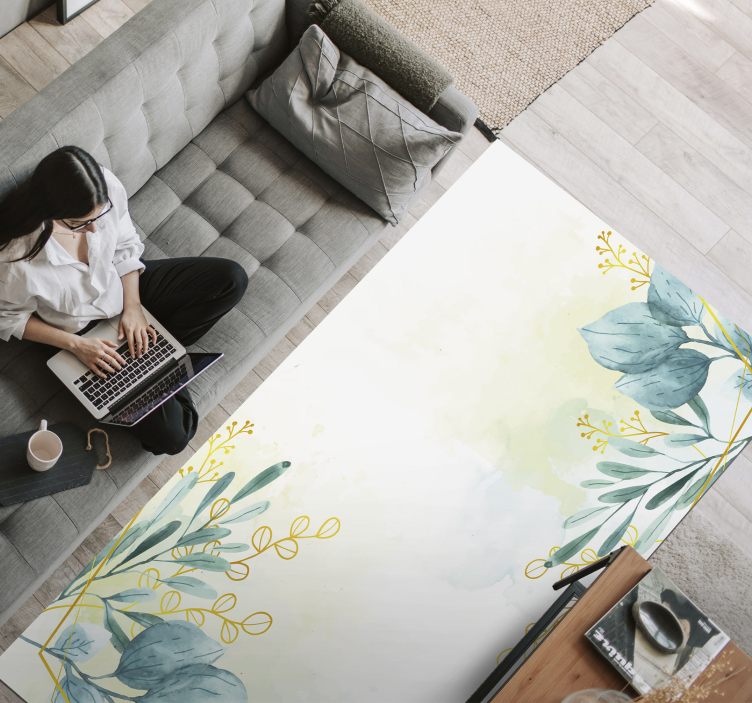 Botanische motief elegantie vinyl tapijt bloemen en planten - TenStickers