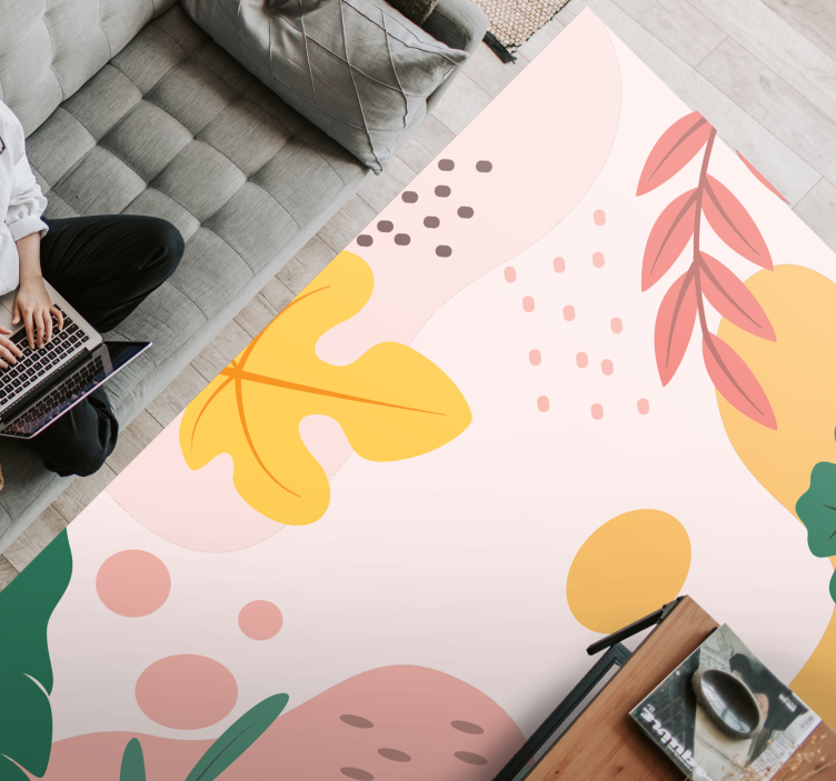 Botanische samenvatting vinyl tapijt bloemen en planten - TenStickers