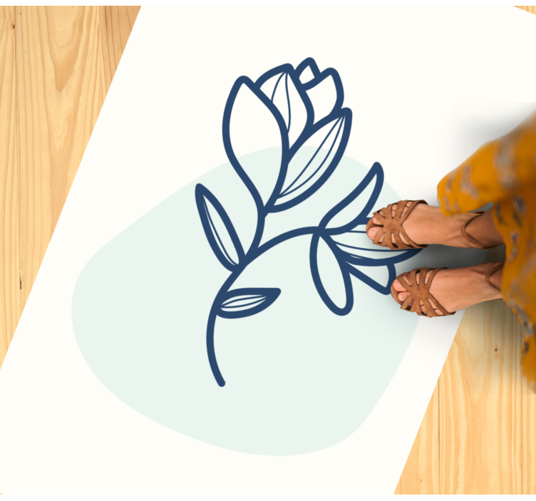 Botanische schetsillustratie vinyl tapijt bloemen en planten - TenStickers