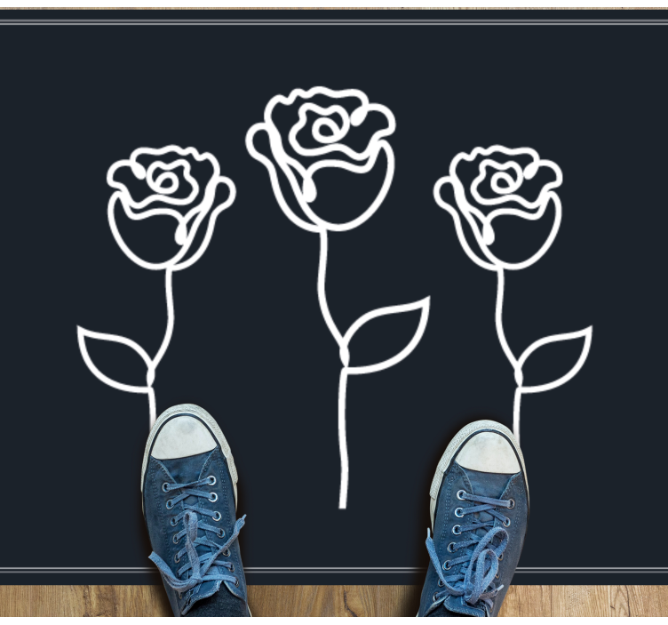 Botanische schetsweergave vinyl tapijt bloemen en planten - TenStickers