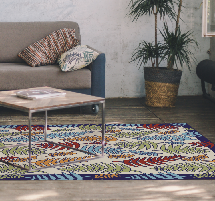 Botanische strepen vinyl tapijt bloemen en planten - TenStickers