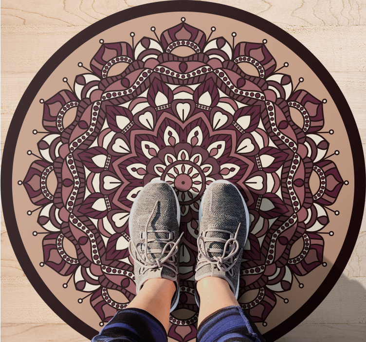 Bruin complex motief vinyl tapijt mandala - TenStickers