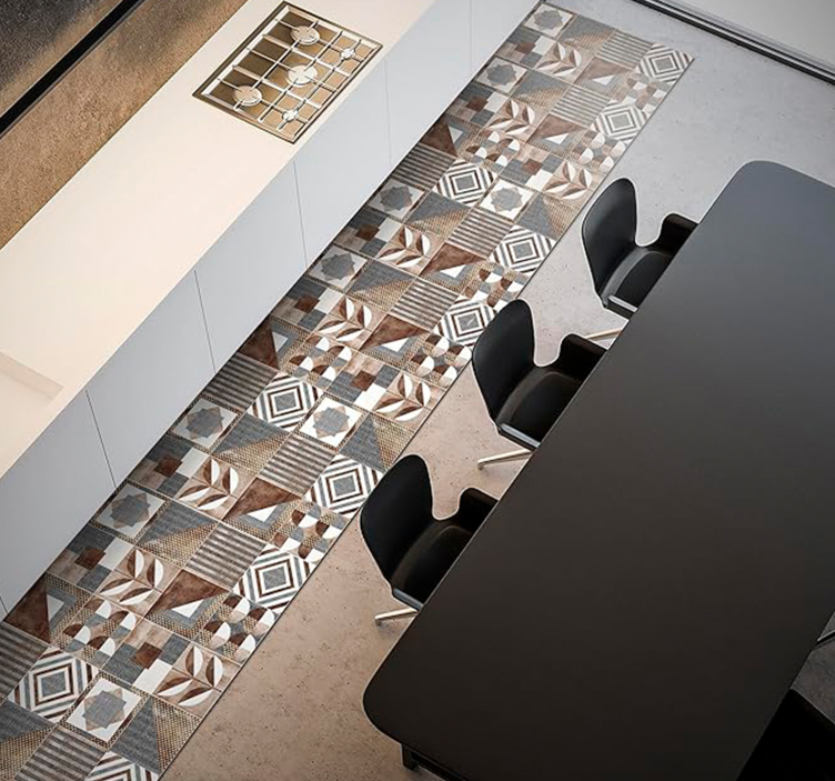 Bruine cementine vinyl tapijt mozaïek - TenStickers