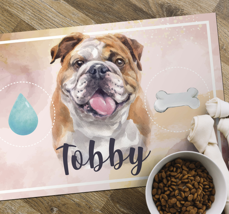 Bulldog water en voer vinyl tapijt - TenStickers