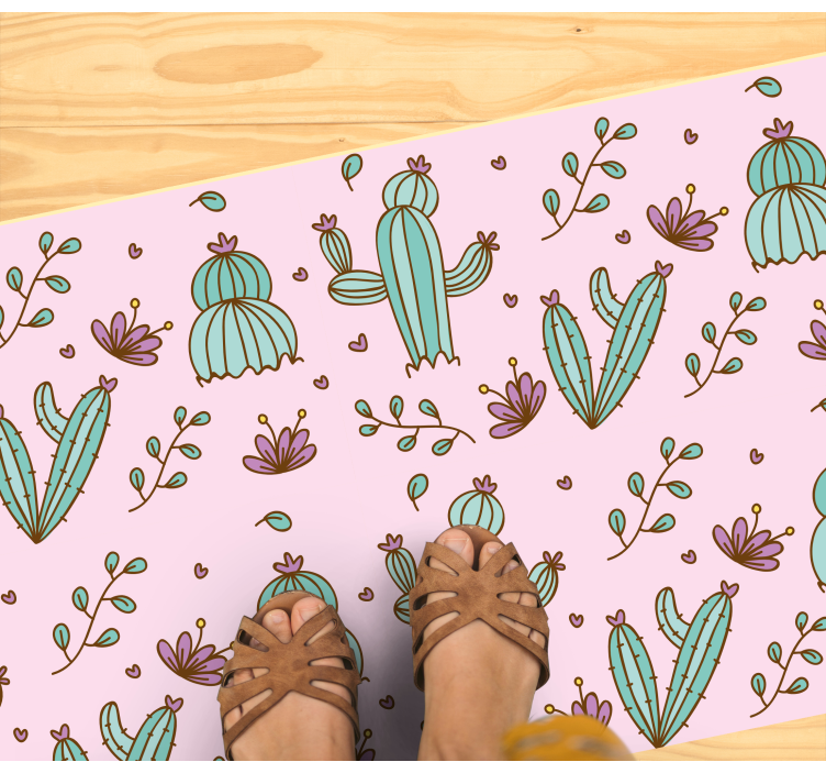 Cactus bloemenpatroon vinyl tapijt bloemen en planten - TenStickers