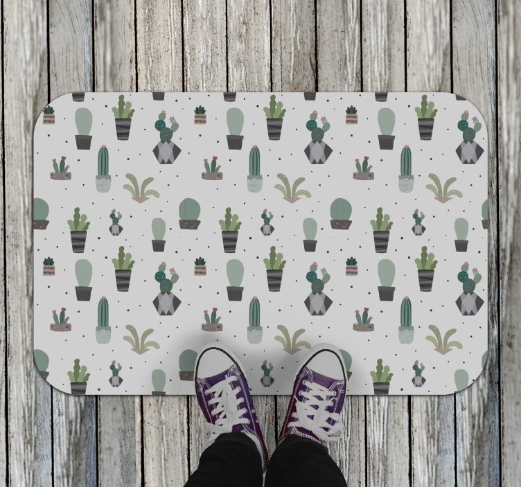 Cactuspatroon vinyl tapijt bloemen en planten - TenStickers