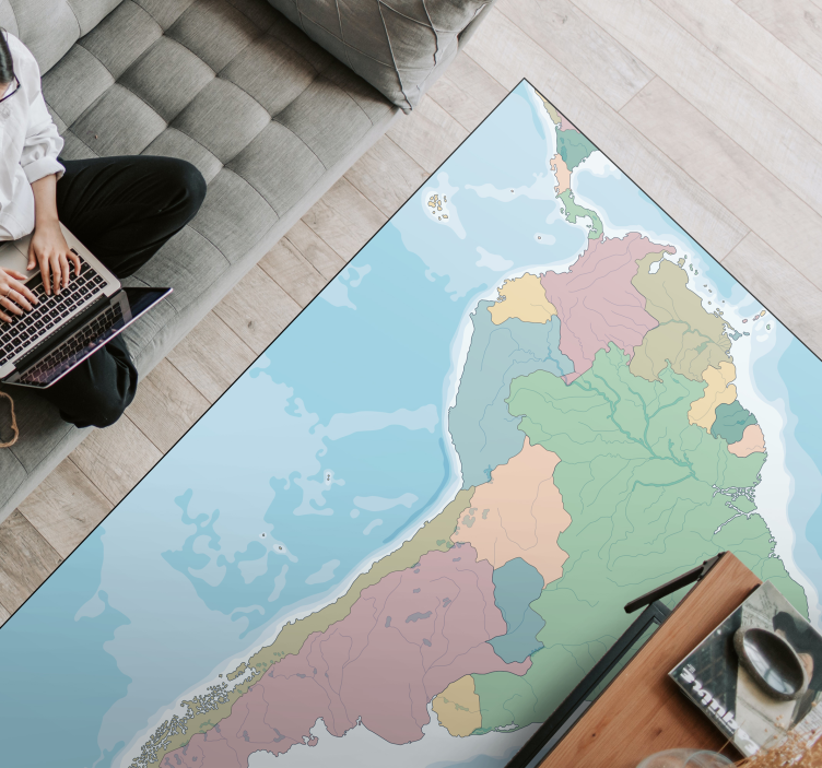 Cartografische illustratie vinyl tapijt wereldkaart - TenStickers