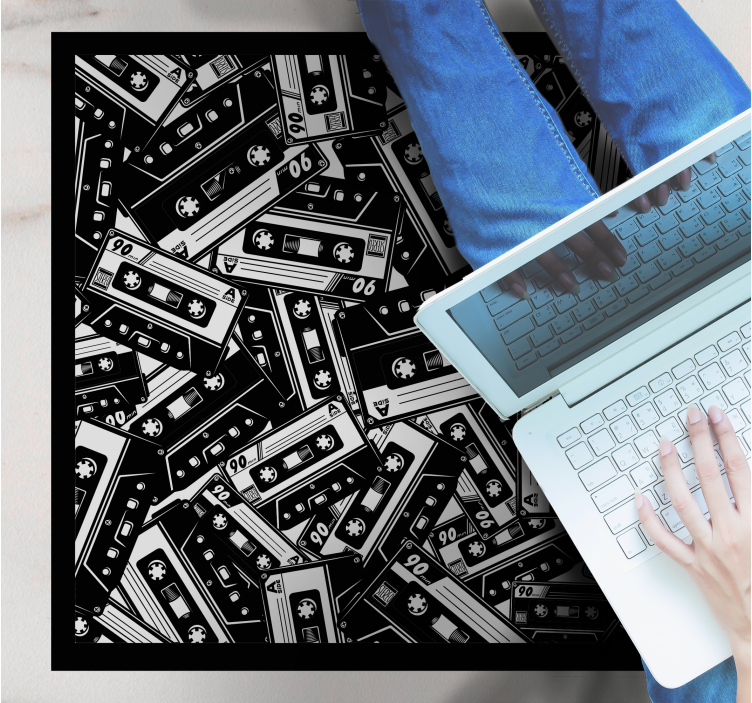 Cassettebandmotief vinyl tapijt tiener - TenStickers
