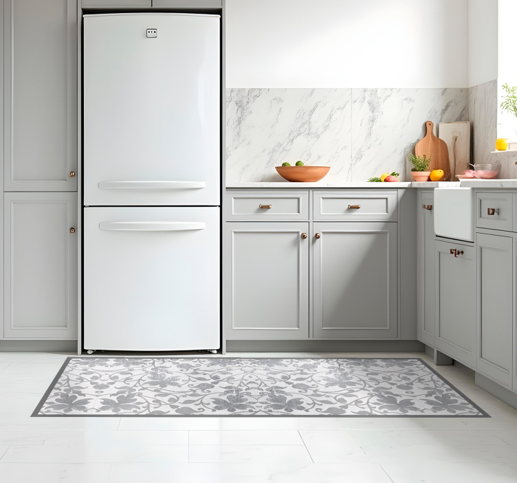 Cementdamast vinyl vloerkleed keuken - TenStickers