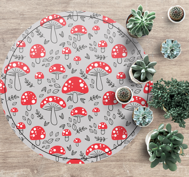 Charmante paddenstoelen vinyl tapijt natuur - TenStickers