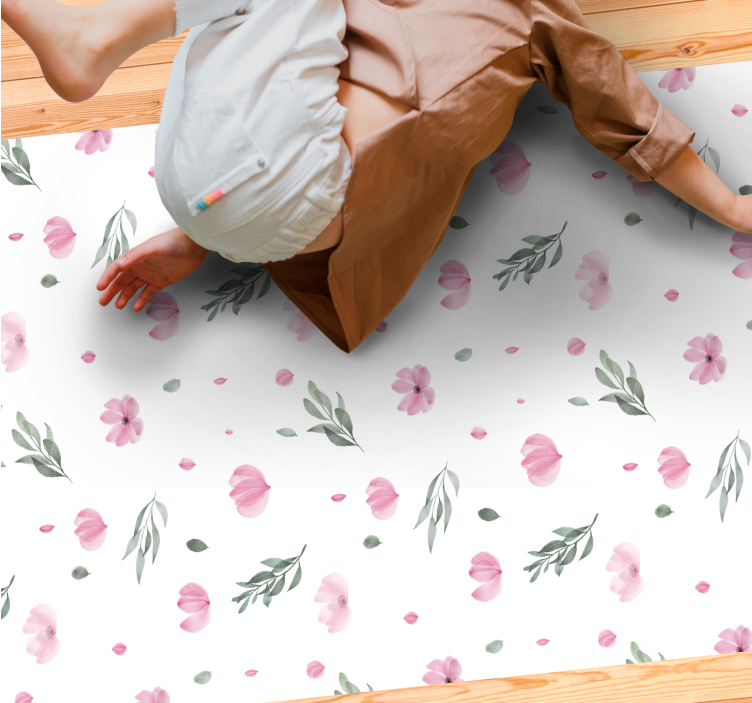 Charmante bloemenprints vinyl tapijt bloemen en planten - TenStickers