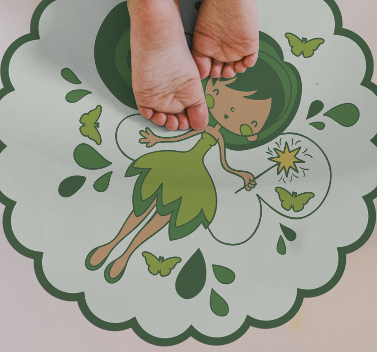 Groene fee karakter vinyl tapijt kind - TenStickers