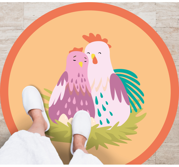 Charmante gevederde vrienden vinyl vloerkleed rond - TenStickers