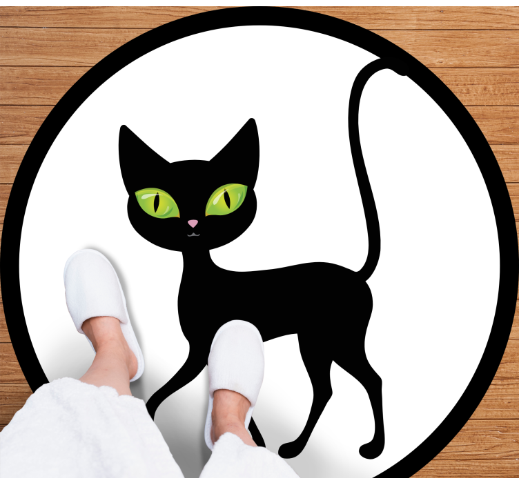 Charmante zwarte kat dieren vinyl tapijt - TenStickers