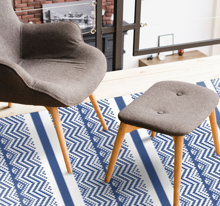 Chevron strepenpatroon vinyl tapijt met strepen - TenStickers