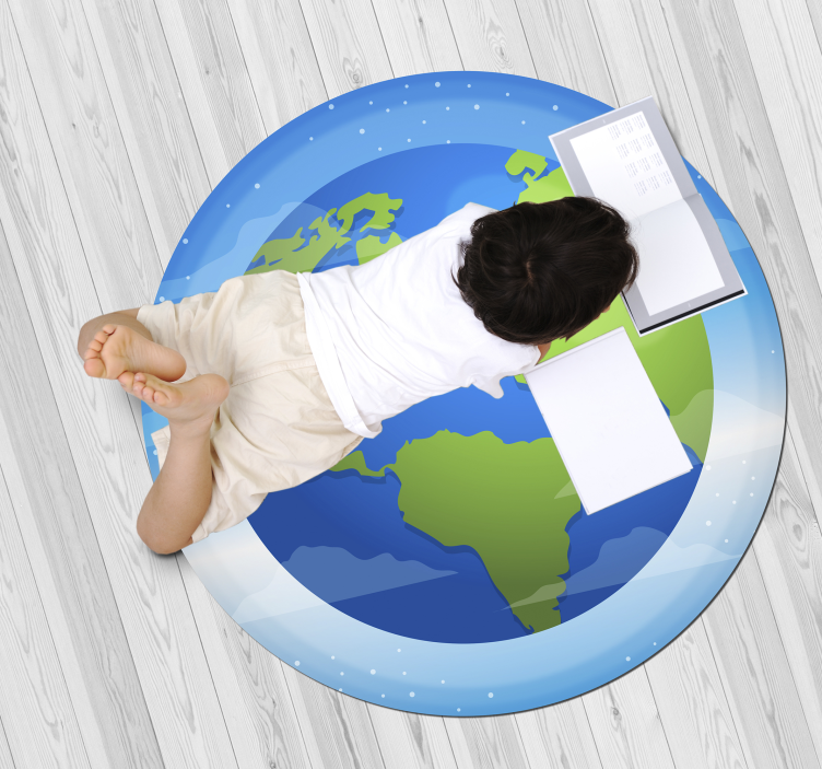 Circulaire cartografie vinyl tapijt wereldkaart - TenStickers