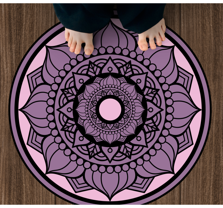 Cirkelvormig bloemenpatroon vinyl tapijt mandala - TenStickers